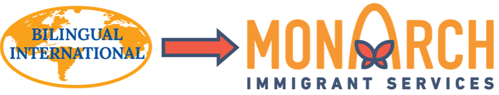 Image illustrating name change from Bilingual International Assistant Services to Monarch Immigrant Services